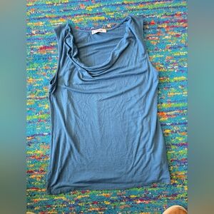 Women's Purity Blue Sleeveless‎ Slouch Collar Top Size LG
